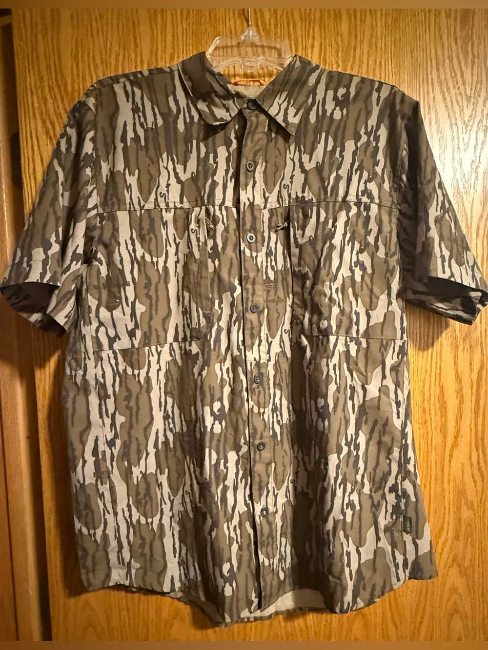 Magellan Outdoors Short-Sleeve Camo Button-Up Shirt - Gray & Brown